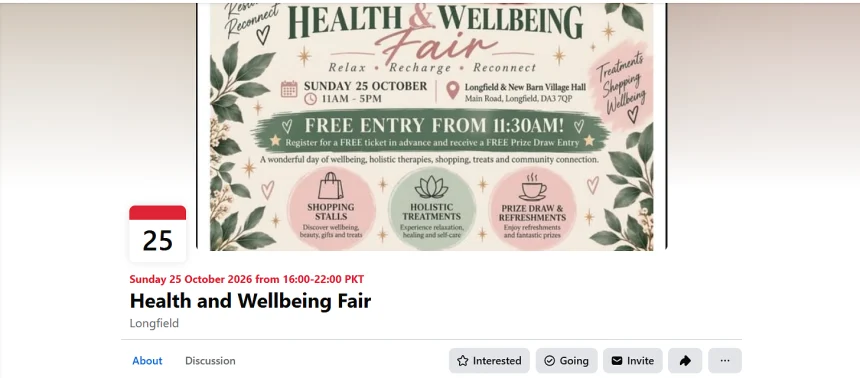 Health and Wellbeing Fair Longfield, 25 October: Tickets